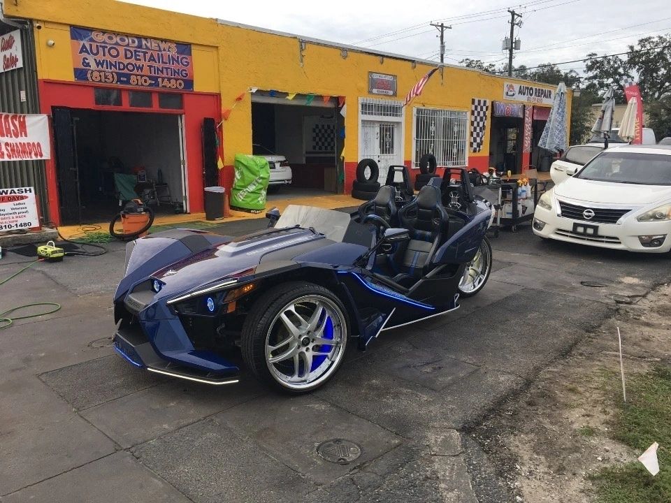 Polaris Slingshot three-wheeler detailed and polished